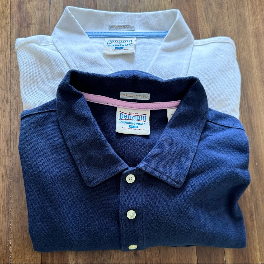 Penguin Polo shirts Navy and White Size XL